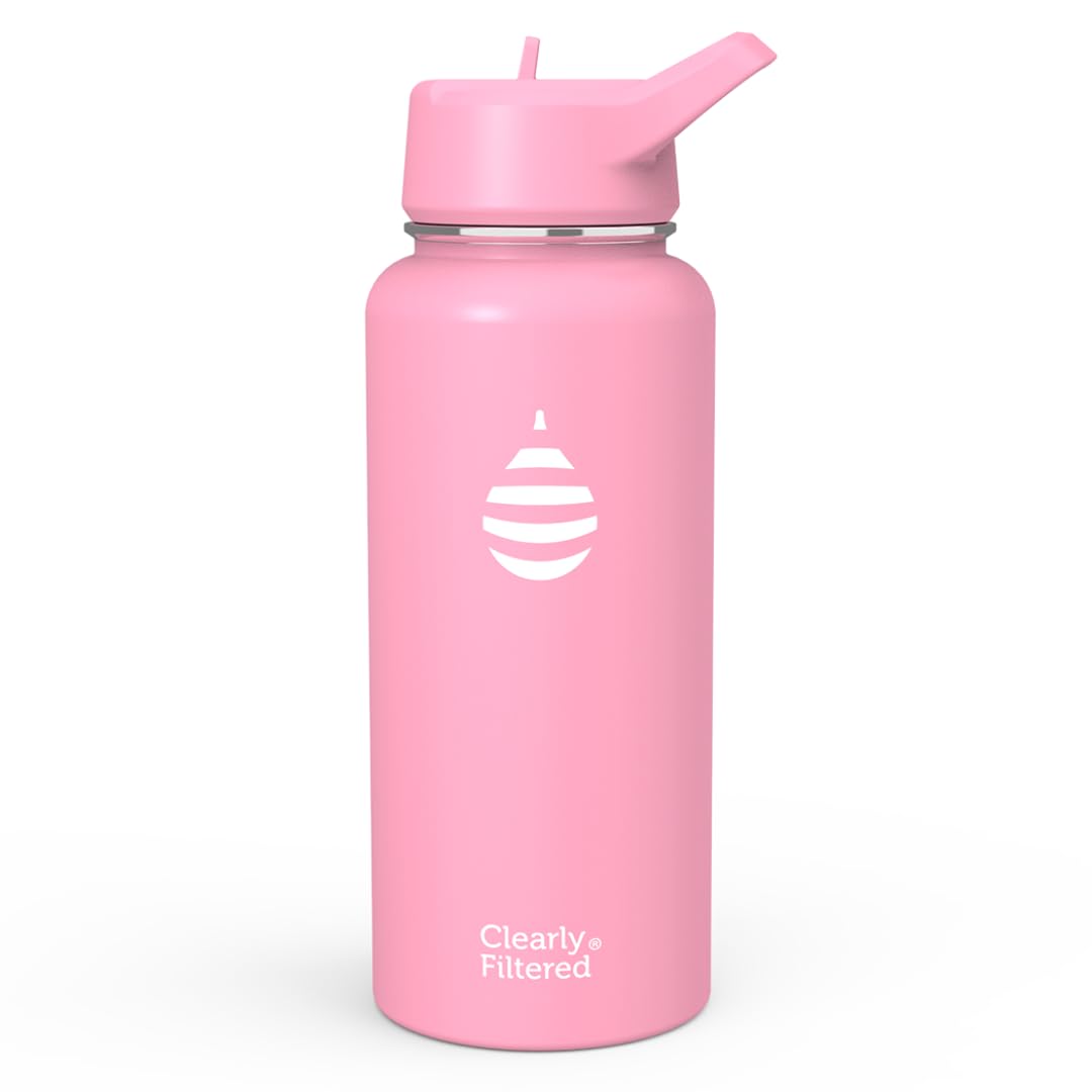 Clearly Filtered Water Bottle | Removes 220+ Contaminants, Double-Wall Insulated Stainless Steel, BPA/BPS Free, Phthalate Free, Filters Flouride Lead Chlorine (32oz, Evergreen)