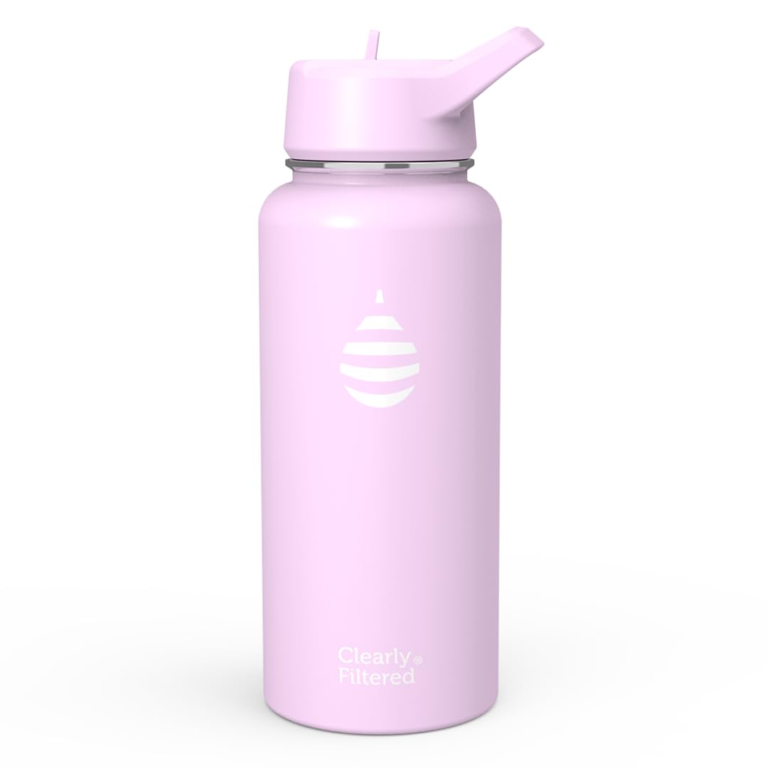 Clearly Filtered Water Bottle | Removes 220+ Contaminants, Double-Wall Insulated Stainless Steel, BPA/BPS Free, Phthalate Free, Filters Flouride Lead Chlorine (32oz, Evergreen)