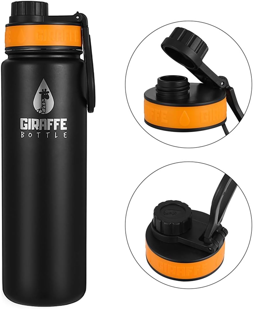 Giraffe Bottle Journey Hydration System, Insulated Stainless Steel Bottle, 36 inch / 91 cm Journey Straw, with Neoprene Bottle Carrier