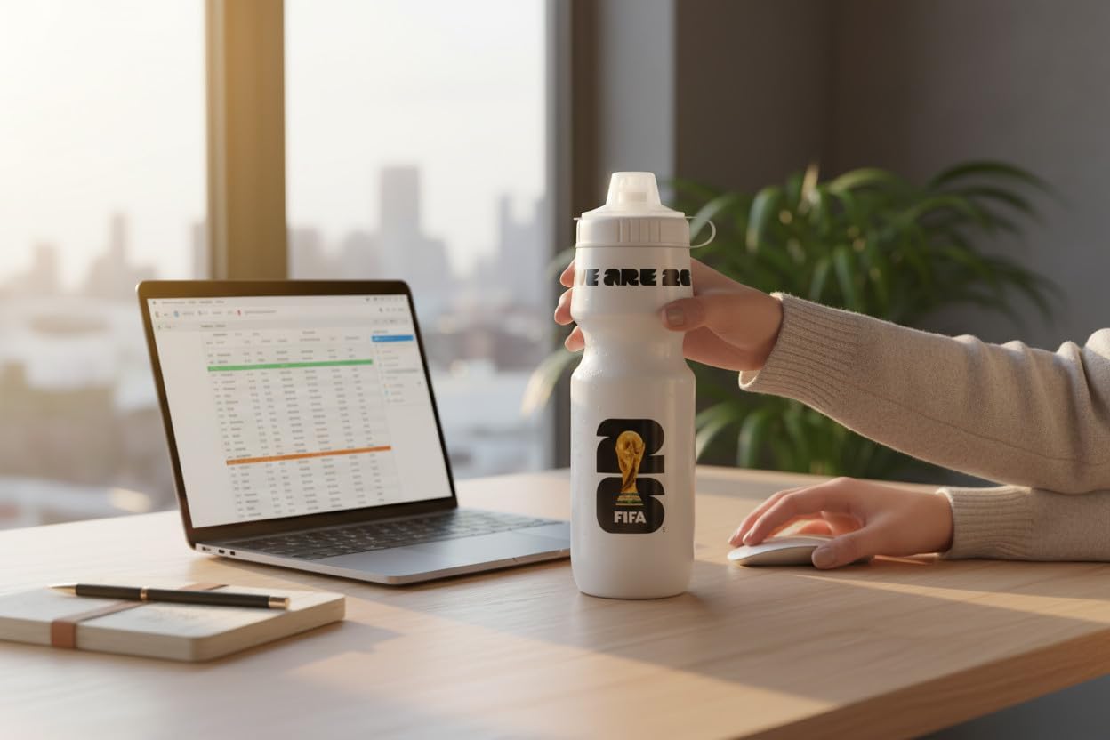 Official 2026 FIFA World Cup 24oz Refillable Squeeze Water Bottle - BPA-Free, Reusable, Dishwasher Safe with Pull-Top Cap - Designed for Everyday Use - From Sporting Games & Bike Rides, School, Work