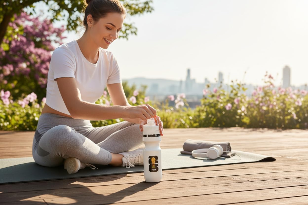 Official 2026 FIFA World Cup 24oz Refillable Squeeze Water Bottle - BPA-Free, Reusable, Dishwasher Safe with Pull-Top Cap - Designed for Everyday Use - From Sporting Games & Bike Rides, School, Work