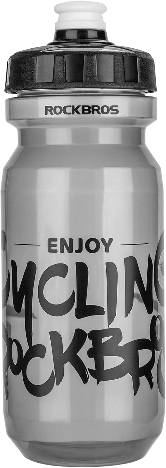 ROCKBROS Cycling Water Bottle, 20-25oz Squeeze Sports Water Bottle, BPA-Free (20oz Black Grey)