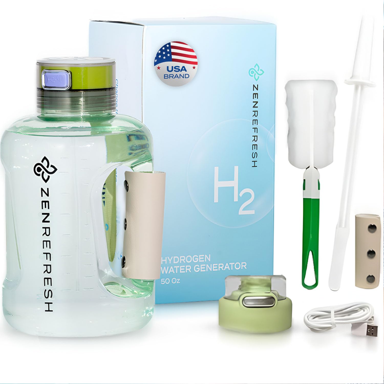 50 Oz Hydrogen Water Bottle, 2025 New SPE/PEM Technology, Large Gym Hydrogen Bottles, Travel Hydrogen Water Bottle Generator With Straw & Additional Cap, USA Brand, Up to 1800 ppb - Black