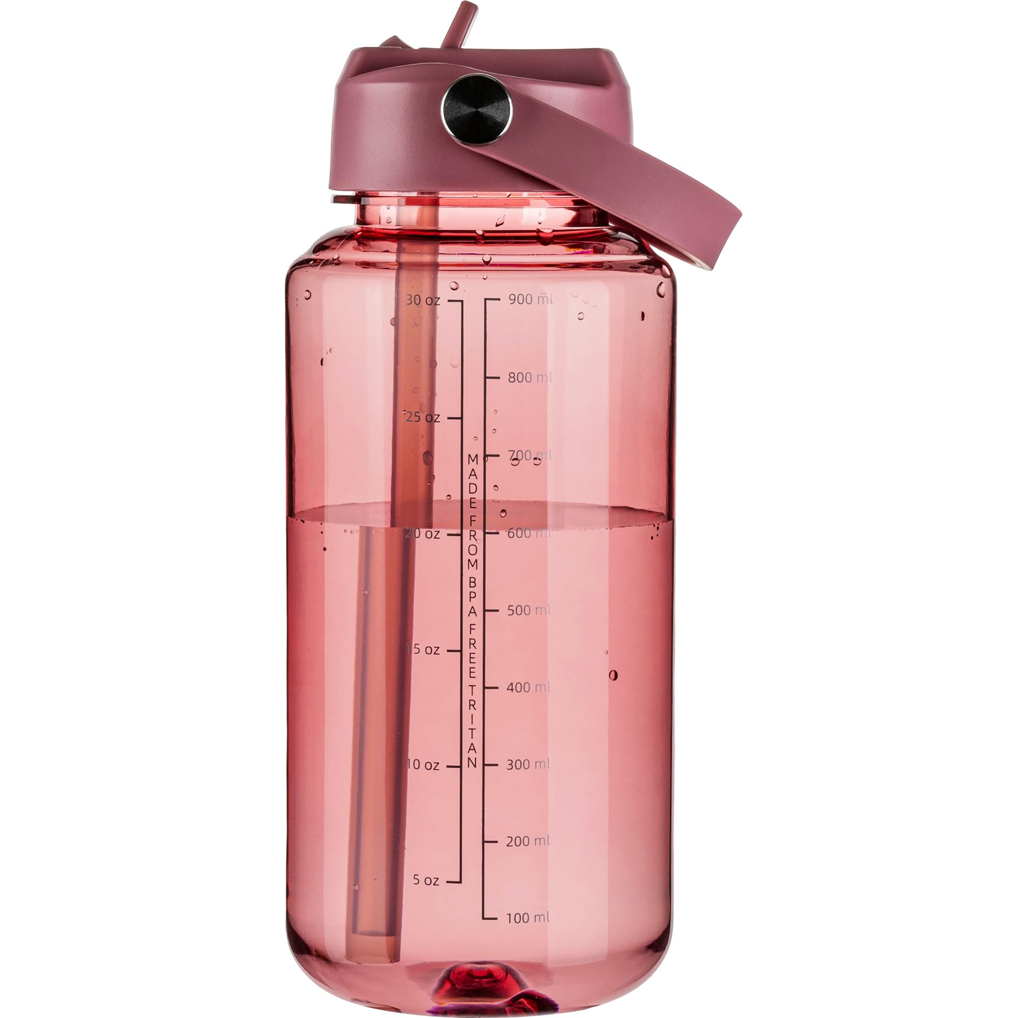 OLDLEY 32 oz Clear Water Bottle with Straw,Tritan BPA-Free, Wide Mouth, Leak Proof - for Gym, Travel, Home, School, Office (Clear)