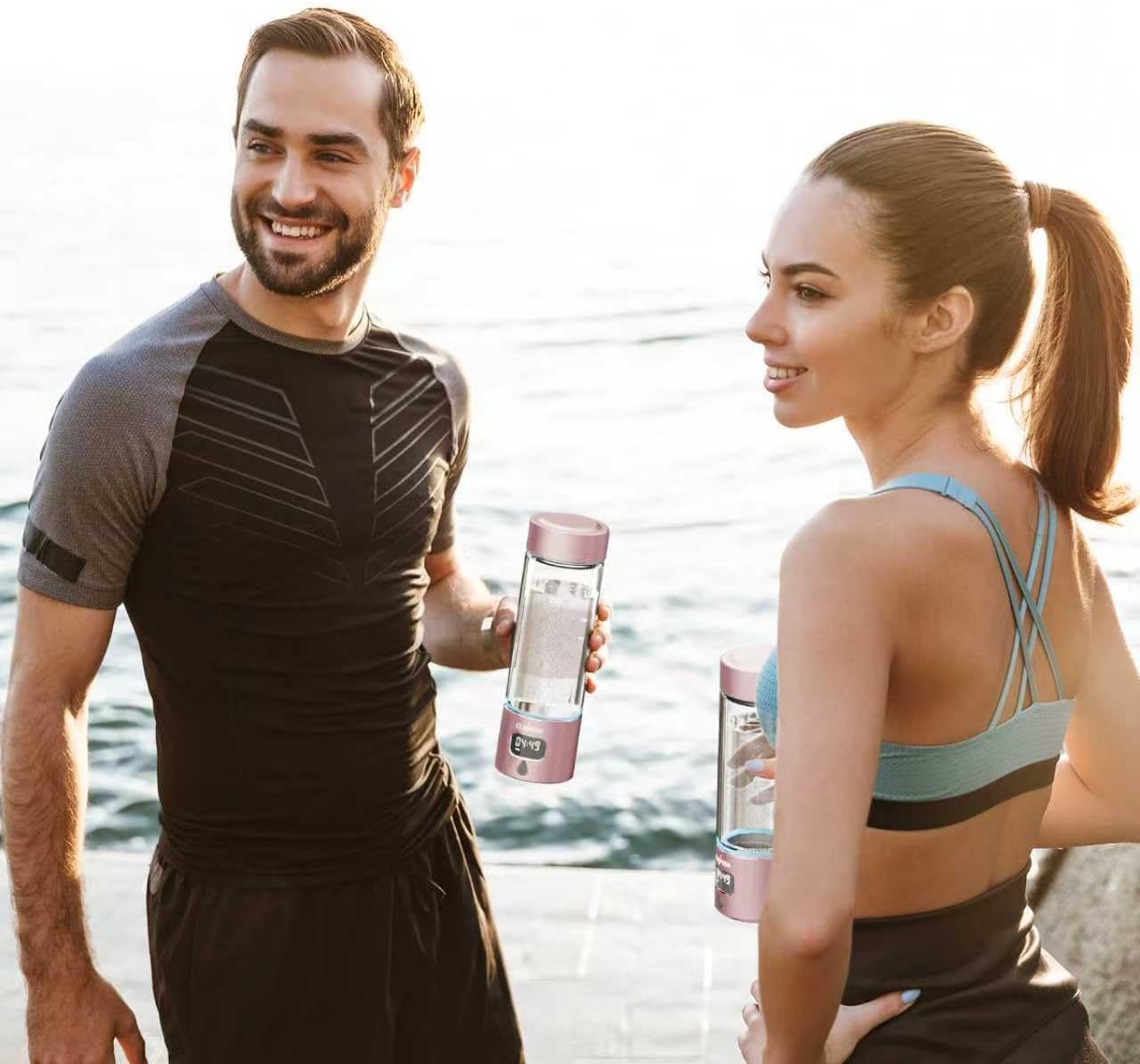 Hydrogen Water Bottle, Portable Glass Hydrogen Water Bottle Generator Machine — SPE/PEM Technology — Athletic Performance & Hydration System — for Gym, Sports, Travel & Outdoor, 11.5Oz (Pink)