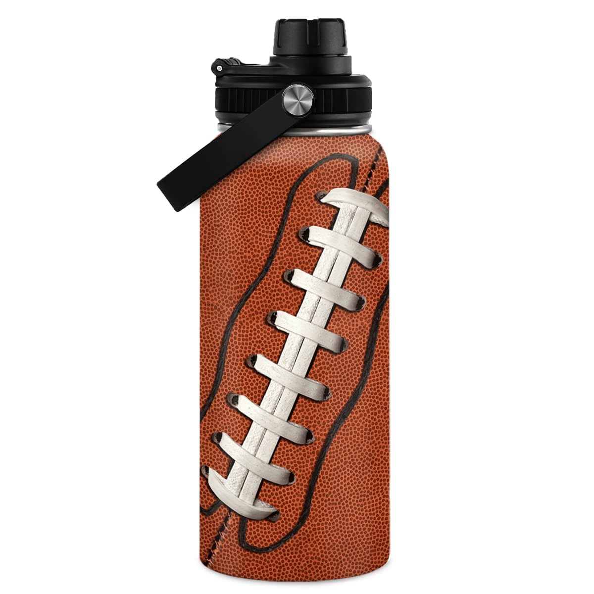 Soccer Water Bottle with Lid - 32oz Insulated Stainless Steel Sport Bottles - Gift for Men Soccer Player Fan Coach
