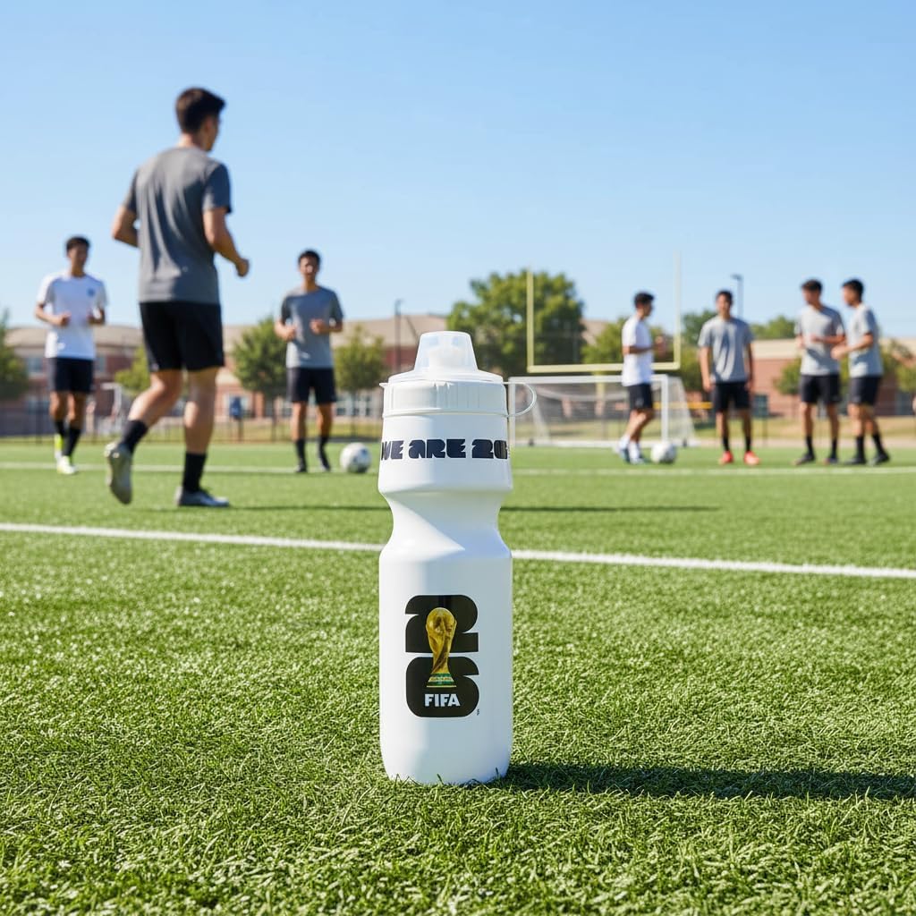 Official 2026 FIFA World Cup 24oz Refillable Squeeze Water Bottle - BPA-Free, Reusable, Dishwasher Safe with Pull-Top Cap - Designed for Everyday Use - From Sporting Games & Bike Rides, School, Work
