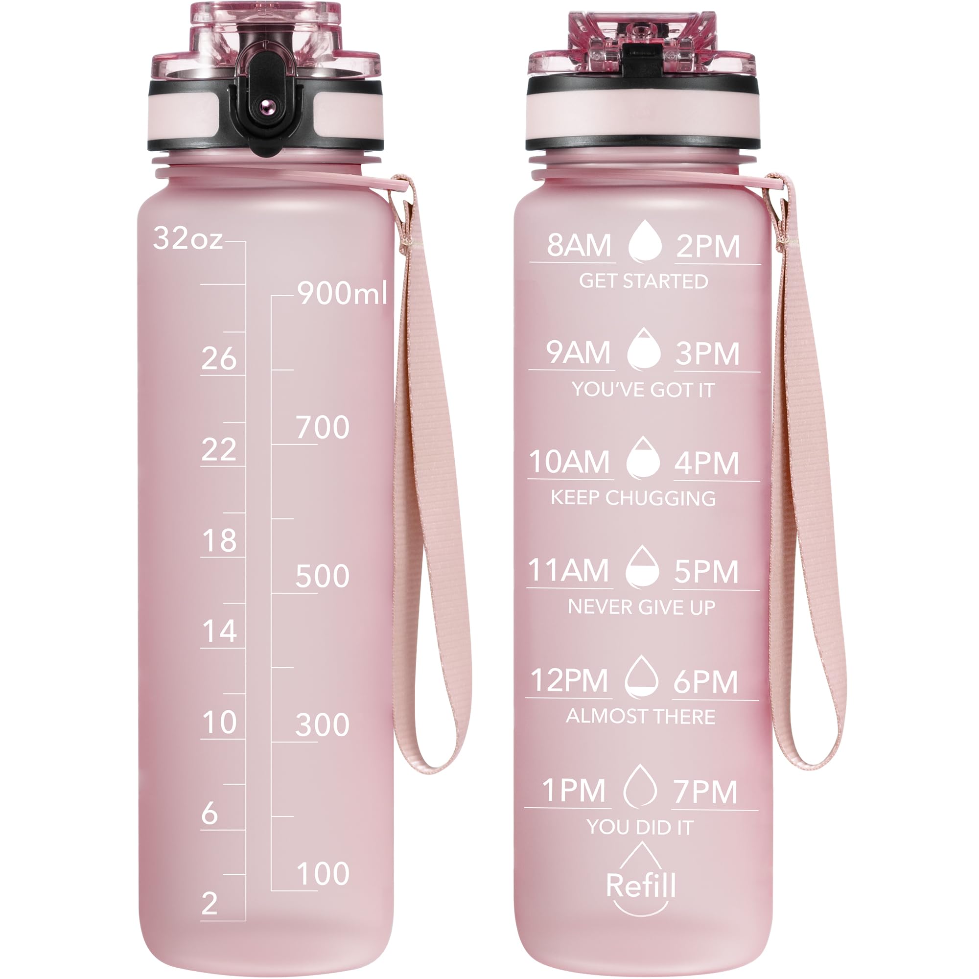 OLDLEY Water Bottle, 32oz Motivational Sports Water Bottle with Time Marker - Times to Drink - Tritan, BPA Free, Wide Mouth Leakproof, Clear (1 Bottle)