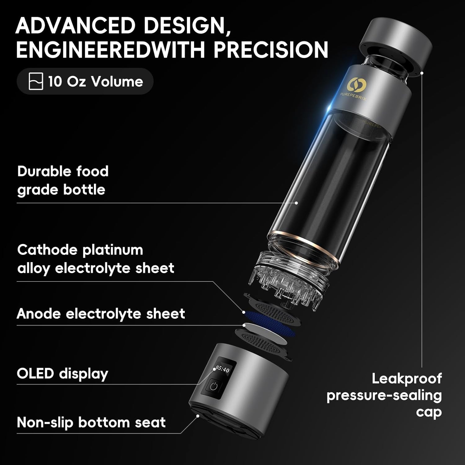 Hydrogen Water Bottle Generator – Up to 6400PPB Pure Hydrogen | IHSA Certified SPE/PEM Tech | Portable Hydrogen Water Bottle for Better Hydration, Recovery & a Thoughtful Wellness Gift