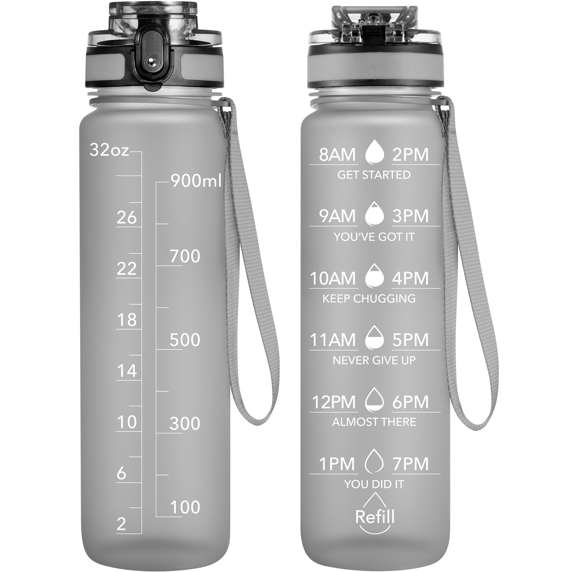 OLDLEY Water Bottle, 32oz Motivational Sports Water Bottle with Time Marker - Times to Drink - Tritan, BPA Free, Wide Mouth Leakproof, Clear (1 Bottle)
