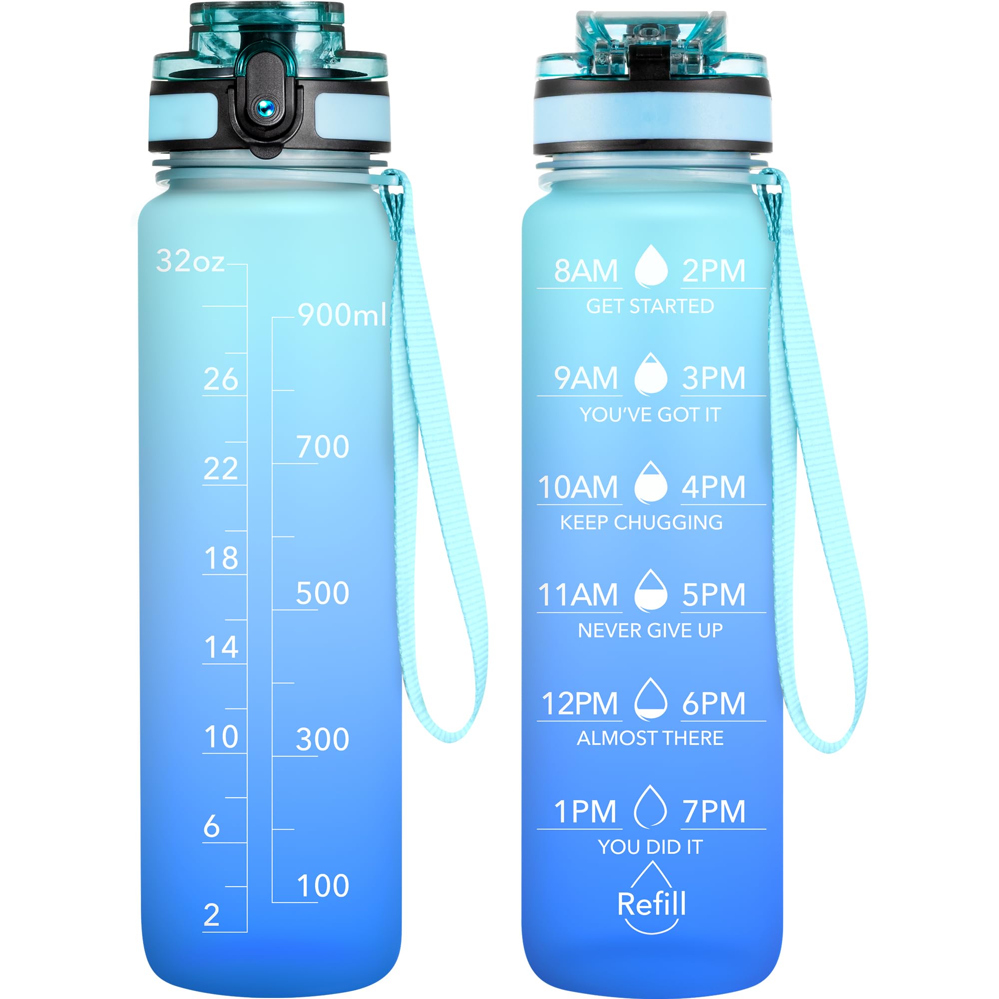 OLDLEY Water Bottle, 32oz Motivational Sports Water Bottle with Time Marker - Times to Drink - Tritan, BPA Free, Wide Mouth Leakproof, Clear (1 Bottle)