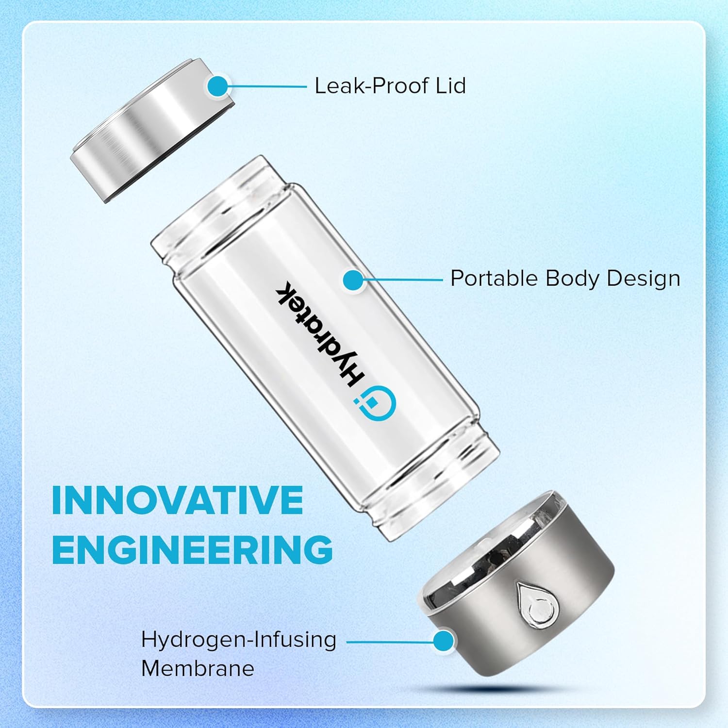 Hydrogen Water Bottle Generator with SPE/PEM Technology, Ionized Water Bottle, Portable Hydrogen Water Ionizer Machine 420 ml for Gym, Hiking, Cycling, Running & Outdoor Use