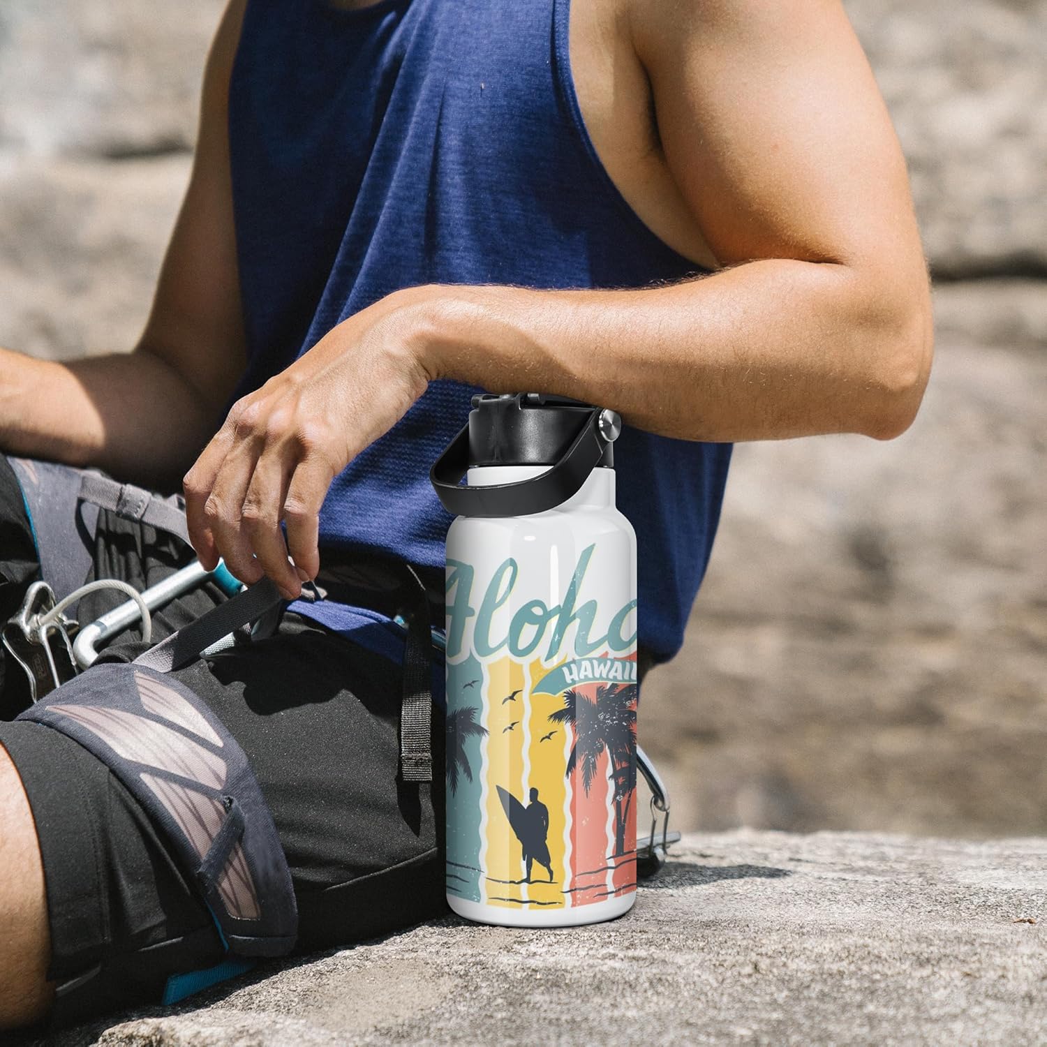 AGH 32 oz Sublimation Water Bottle Blanks, 8 Pack Double Wall Vacuum Flask Stainless Steel Sublimation Tumbler blank Sports Wide Mouth Water Bottle with Straw and Portable Handle