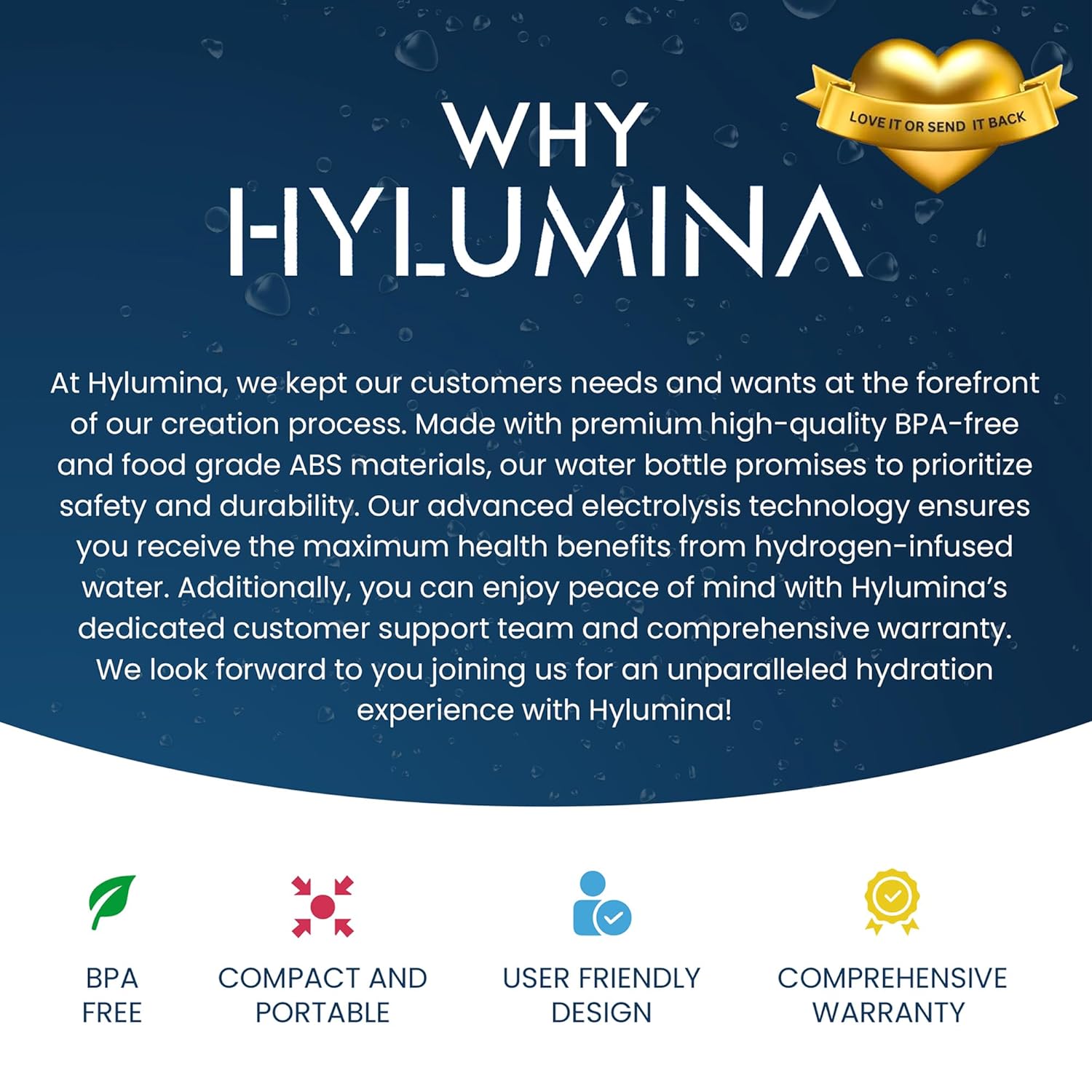 Hydrogen Water Bottle Generator - Up to 6400ppb of Hydrogenated Water Per Cycle - SPE/PEM Tech - 9.5OZ Food Grade ABS Hydrogen Water Generator - Gift Bottles for Family, Athletes, Travel